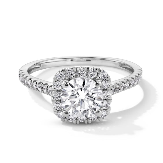 1-1/2 CT. T.W. Certified Lab-Grown Diamond Cushion-Shaped Frame Engagement Ring in 14K White Gold (F/SI2)