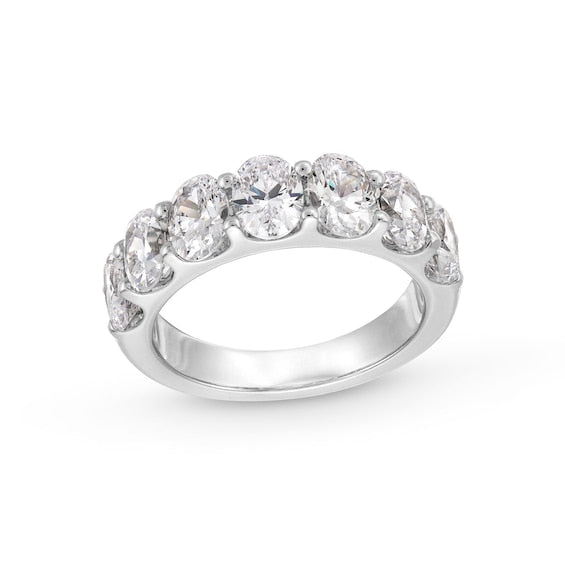 3 CT. T.W. Oval Certified Lab-Grown Diamond Seven Stone Anniversary Band in 14K White Gold (F/SI2)