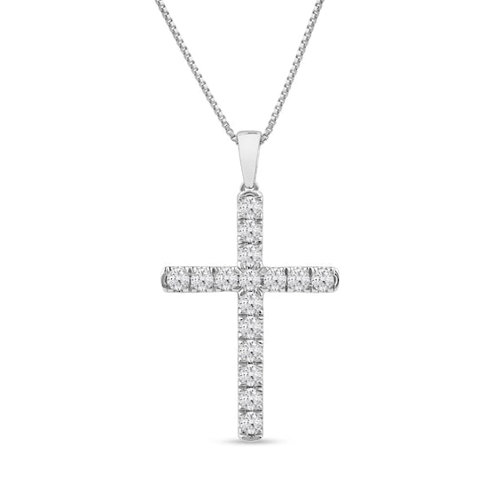 1 CT. T.W. Certified Lab-Grown Diamond Cross Pendant in 14K White Gold (F/SI2)