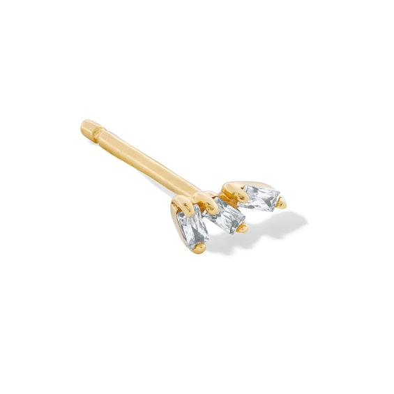 1/20 CT. T.W. Emerald-Cut Lab-Grown Diamond Trio Single Cartilage Stud Earring in 14K Gold