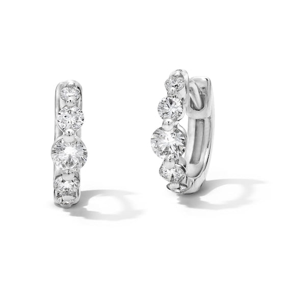 1/2 CT. T.W. Certified Lab-Grown Diamond Graduated Five Stone Huggie Hoop Earrings in 10K White Gold (F/VS2)