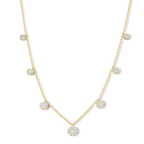 1 CT. T.W. Certified Lab-Grown Multi-Diamond Dangle Station Necklace in 10K Gold (F/VS2)