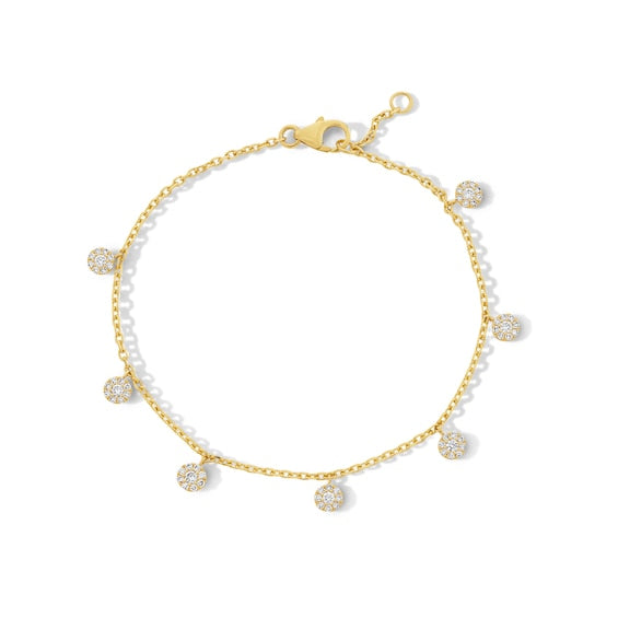 3/8 CT. T.W. Certified Lab-Grown Multi-Diamond Dangle Station Bracelet in 10K Gold (F/VS2)