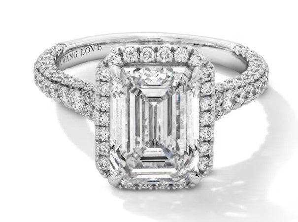 Vera Wang Love Collection 5 CT. T.W. Emerald Certified Lab-Grown Diamond Frame Engagement Ring in 14K White Gold