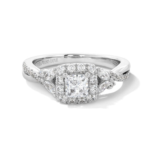 Vera Wang Love Collection 1 CT. T.W. Princess-Cut Diamond Frame Twist Shank Engagement Ring in 14K White Gold