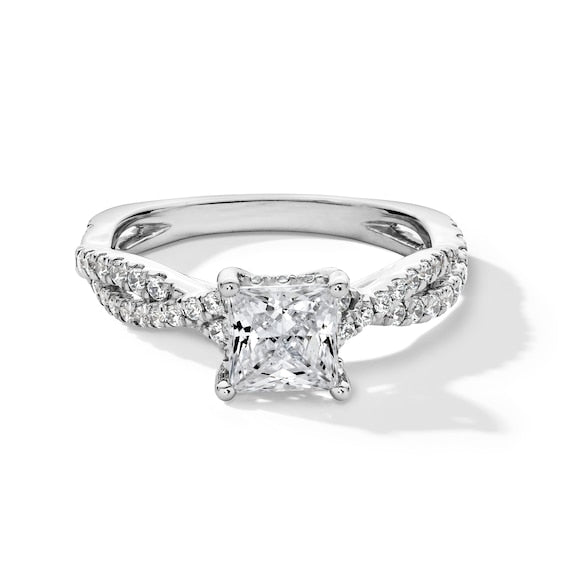 1-3/8 CT. T.W. Certified Princess-Cut Lab-Grown Diamond Twist Shank Engagement Ring in 14K White Gold (I/SI2)