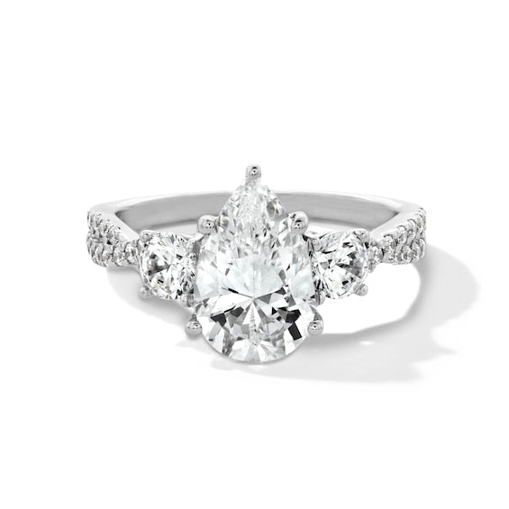 2-3/4 CT. T.W. Pear-Shaped Certified Lab-Grown Diamond Three Stone Engagement Ring in 14K White Gold (F/SI2)