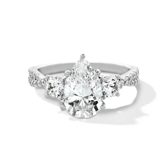 2-3/4 CT. T.W. Pear-Shaped Certified Lab-Grown Diamond Three Stone Engagement Ring in 14K White Gold (F/SI2)