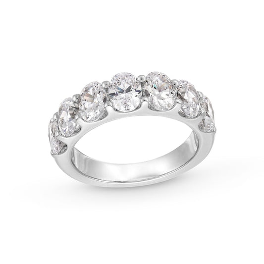 3 CT. T.W. Oval Certified Lab-Grown Diamond Seven Stone Anniversary Band in 14K White Gold (F/SI2)