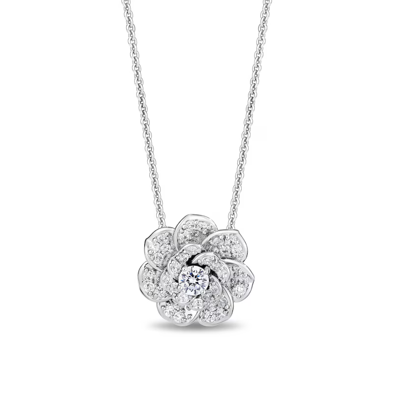 Enchanted Disney Cinderella 3/4 CT. T.W. Certified Lab-Created Diamond Flower Necklace in Sterling Silver (F/SI2)