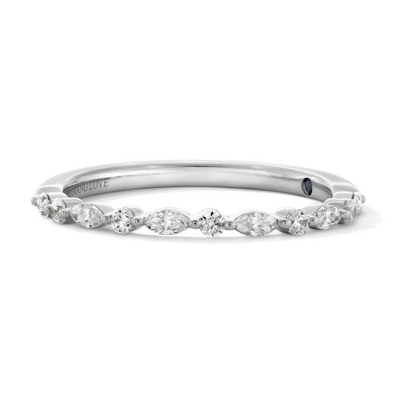Vera Wang Love Collection 1/4 CT. T.W. Marquise and Round Diamond Alternating Anniversary Band in 14K White Gold