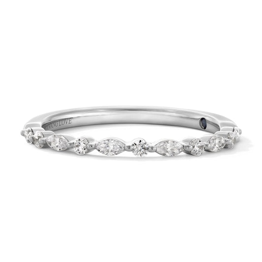 Vera Wang Love Collection 1/4 CT. T.W. Marquise and Round Diamond Alternating Anniversary Band in 14K White Gold