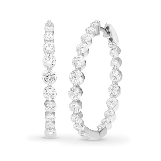 2 CT. T.W. Certified Lab-Grown Diamond Inside-Out Hoop Earrings in 10K White Gold (F/SI2)