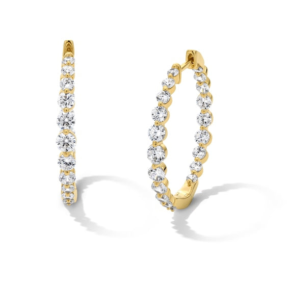 2 CT. T.W. Certified Lab-Grown Diamond Inside-Out Hoop Earrings in 10K Gold (F/SI2)