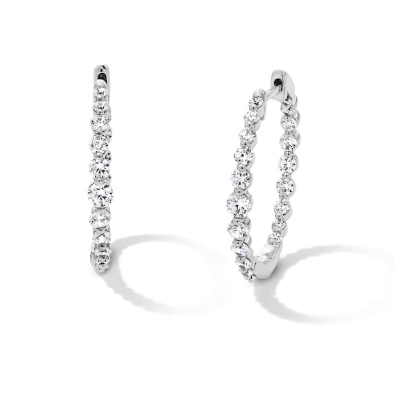 1 CT. T.W. Certified Lab-Grown Diamond Inside-Out Hoop Earrings in 10K White Gold (F/SI2)