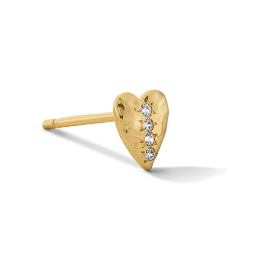 Lab-Grown Diamond Accent Heart Single Cartilage Stud Earring in 14K Gold