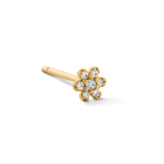 Lab-Grown Diamond Accent Flower Single Cartilage Stud Earring in 14K Gold
