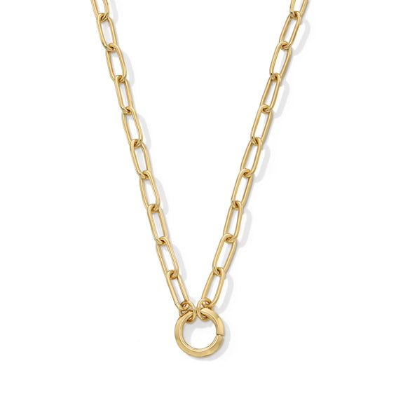 11.0mm Paper Clip Chain Necklace in Solid Sterling Silver with 18K Gold Plate