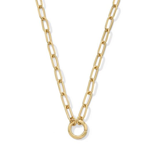 11.0mm Paper Clip Chain Necklace in Solid Sterling Silver with 18K Gold Plate