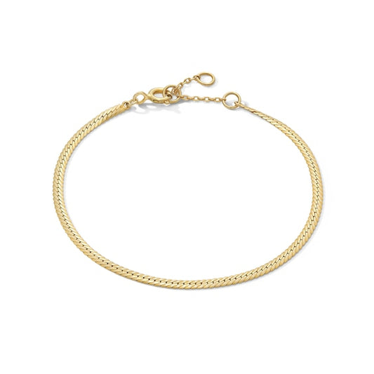 2.0mm Wheat Chain Bracelet in Solid Sterling Silver with 18K Gold Plate