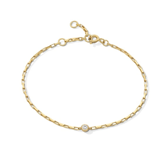 1/20 CT. Lab-Grown Diamond Bezel-Set Solitaire Bracelet in Solid Sterling Silver with 18K Gold Plate