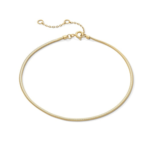 1.6mm Snake Chain Anklet in Solid Sterling Silver with 18K Gold Plate - 10.5"
