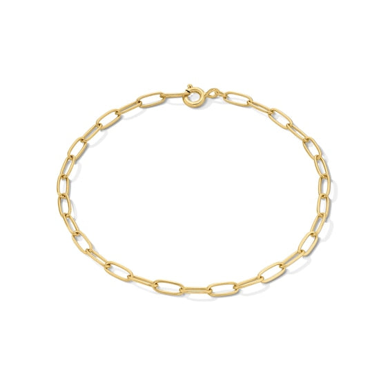 2.6mm Paper Clip Chain Anklet in Solid Sterling Silver with 18K Gold Plate - 10"