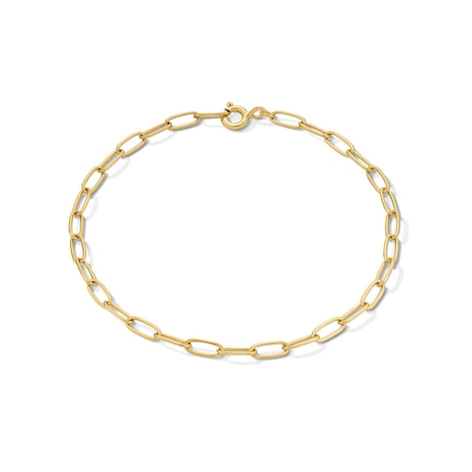 2.6mm Paper Clip Chain Anklet in Solid Sterling Silver with 18K Gold Plate - 10"