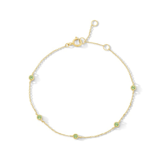 Peridot Bezel-Set Station Bracelet in 10K Gold