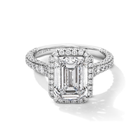 Vera Wang Love Collection 5 CT. T.W. Emerald Certified Lab-Grown Diamond Frame Engagement Ring in 14K White Gold