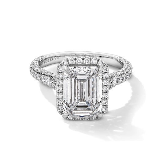 Vera Wang Love Collection 5 CT. T.W. Emerald Certified Lab-Grown Diamond Frame Engagement Ring in 14K White Gold