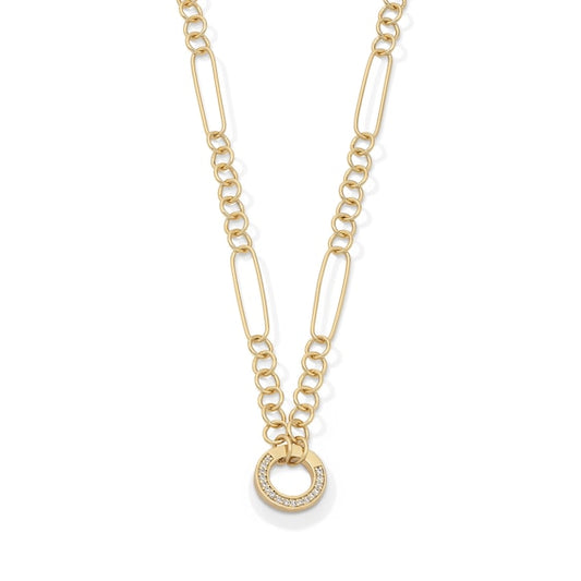 1/20 CT. T.W. Lab-Grown Diamond Circle Necklace in Sterling Silver with 18K Gold Plate - 16"