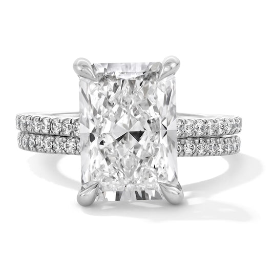 5-5/8 CT. T.W. Radiant-Cut Certified Lab-Grown Diamond Bridal Set in 14K White Gold (F/VS2)
