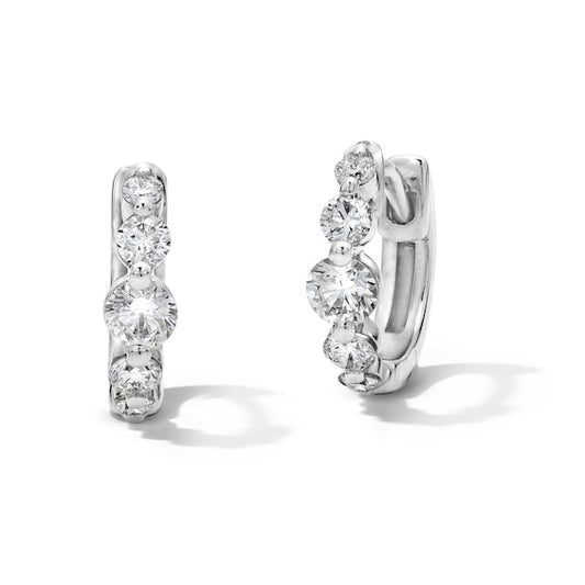 1/2 CT. T.W. Certified Lab-Grown Diamond Graduated Five Stone Huggie Hoop Earrings in 10K White Gold (F/VS2)