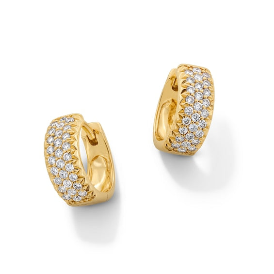 1/2 CT. T.W. Certified Lab-Grown Diamond Triple Row Huggie Hoop Earrings in 10K Gold (F/VS2)