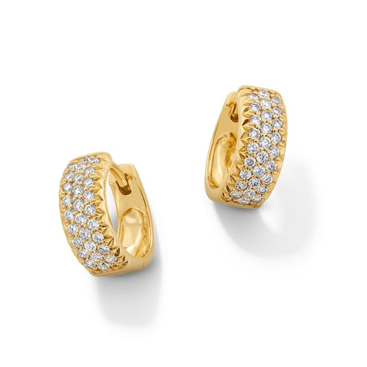 1/2 CT. T.W. Certified Lab-Grown Diamond Triple Row Huggie Hoop Earrings in 10K Gold (F/VS2)