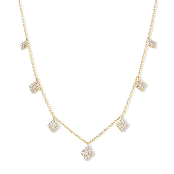 1 CT. T.W. Certified Lab-Grown Multi-Diamond Geometric Dangle Station Necklace in 10K Gold (F/VS2)