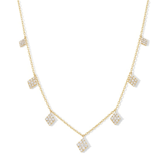 1 CT. T.W. Certified Lab-Grown Multi-Diamond Geometric Dangle Station Necklace in 10K Gold (F/VS2)